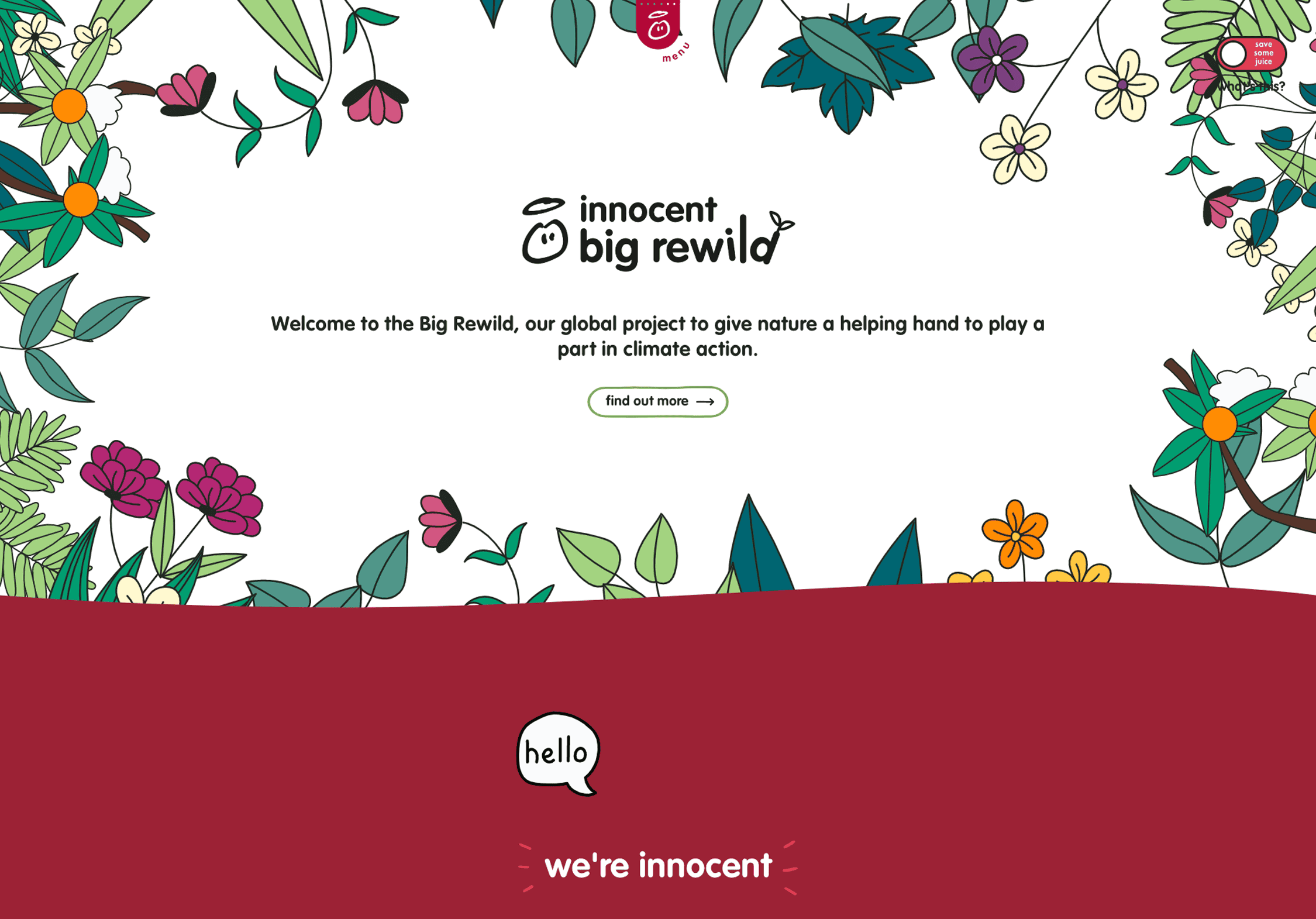 innocent drinks website home page: an example of a sustainable website